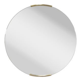 Milo Baughman for Thayer Coggin Round Gold Accent Hanging Mirror For Sale