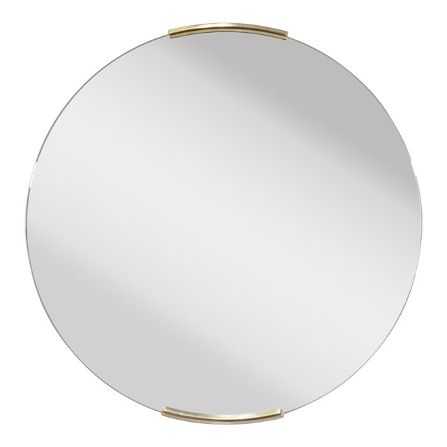 Milo Baughman for Thayer Coggin Round Gold Accent Hanging Mirror For Sale