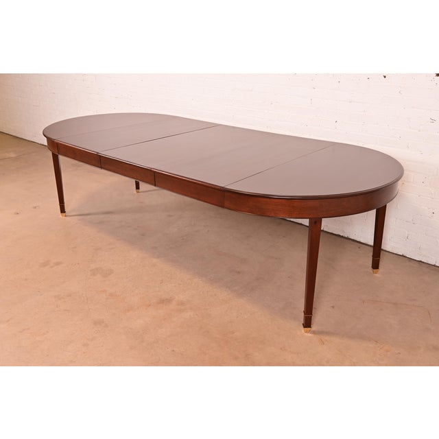 Baker Furniture Style Antique French Regency Louis XVI Mahogany Extension Dining Table, Newly Refinished For Sale - Image 13 of 13