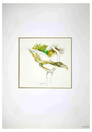 Leo Guida, Rapacious, Original China Ink Drawing, 1972