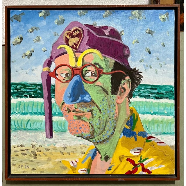 Carlo Pittore, Figurative Expressionist Bold Pop Art Oil Painting Self Portrait Carlo Pittore, 1984 For Sale In Miami - Image 6 of 7