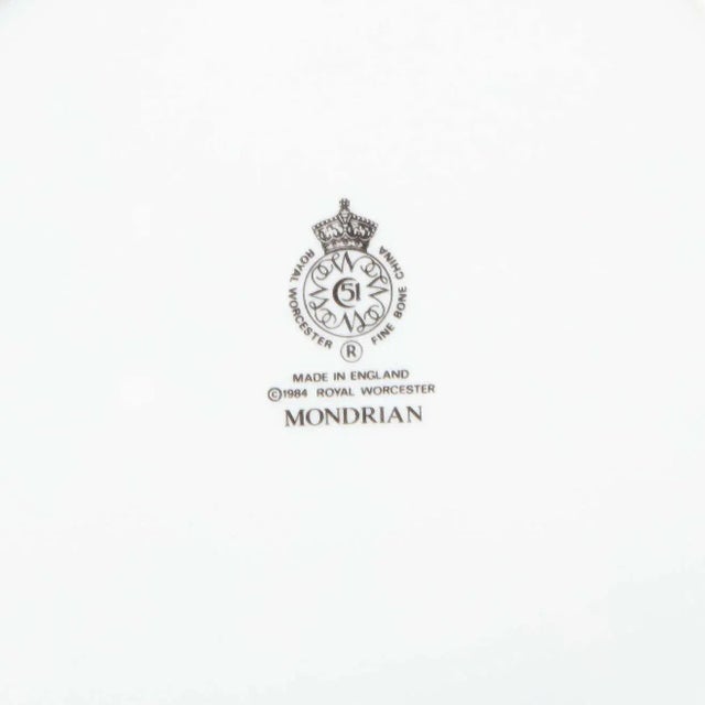 Modernist Royal Worcester "Mondrian" Pattern Service for 14 China Plates - 42 Pieces For Sale - Image 11 of 13