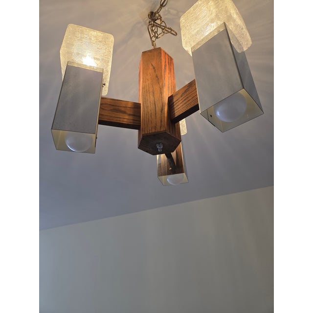 Vintage 70s Space Age Brutalist "Ice Cube" Pendant Light Chandelier For Sale In New York - Image 6 of 6