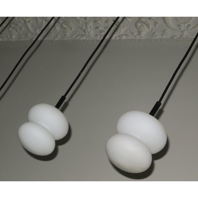 Mid-Century Modern Mid-Century Opal Glass Pendant Lights, Set of 3 For Sale - Image 3 of 10