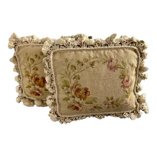 Vintage Needlepoint Katha Diddel Pillows - Pair For Sale