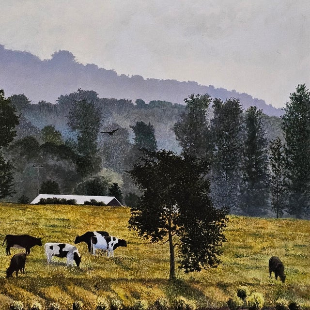 Painted in August–September 1991, Early Morning Along the Elbe captures the quiet pastoral rhythm of the European river...