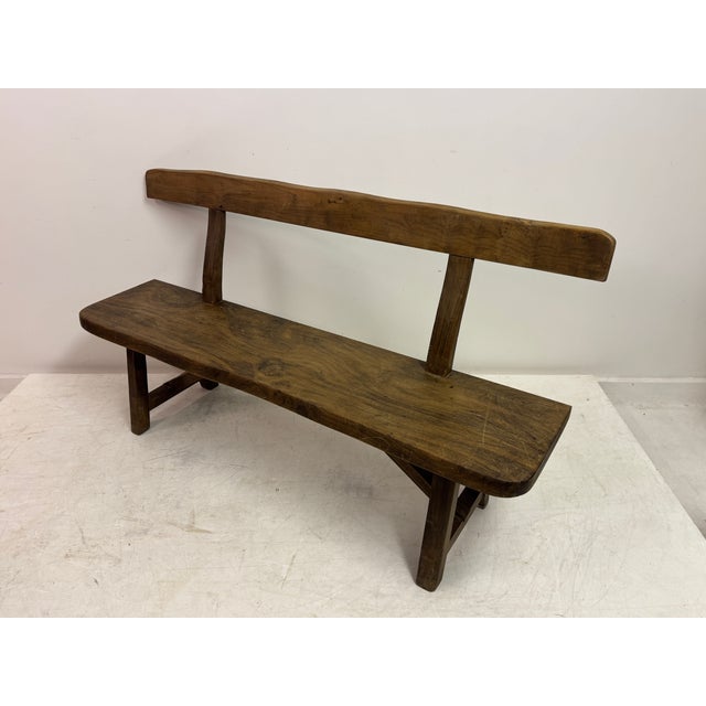 Wood Mid-Century Sculptural Elm Bench, 1960s For Sale - Image 7 of 18