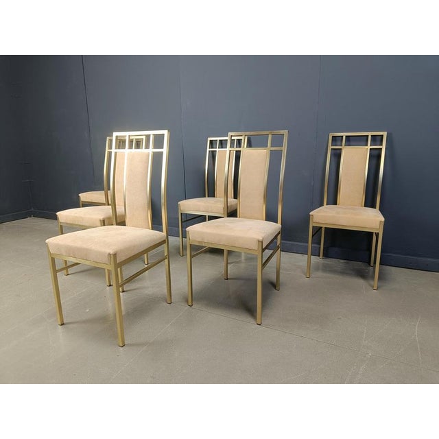 Metal Vintage Brass Dining Chairs from Belgochrom, 1970s, Set of 6 For Sale - Image 7 of 13
