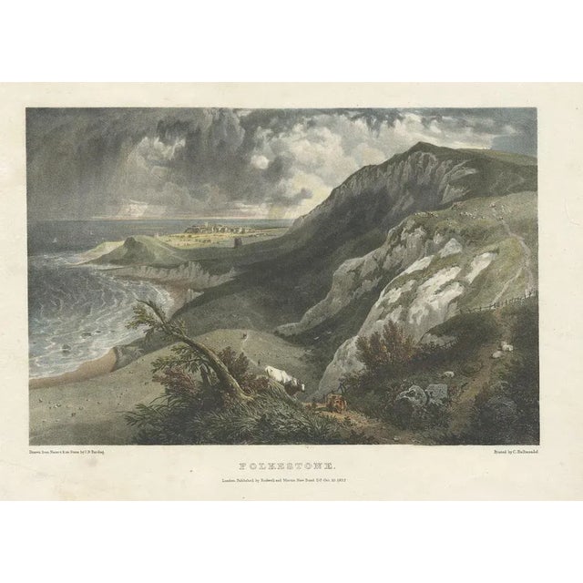 Hullmandel, Folkestone, United Kingdom as Seen from the East, 1822, Hand-Colored Print For Sale - Image 3 of 5