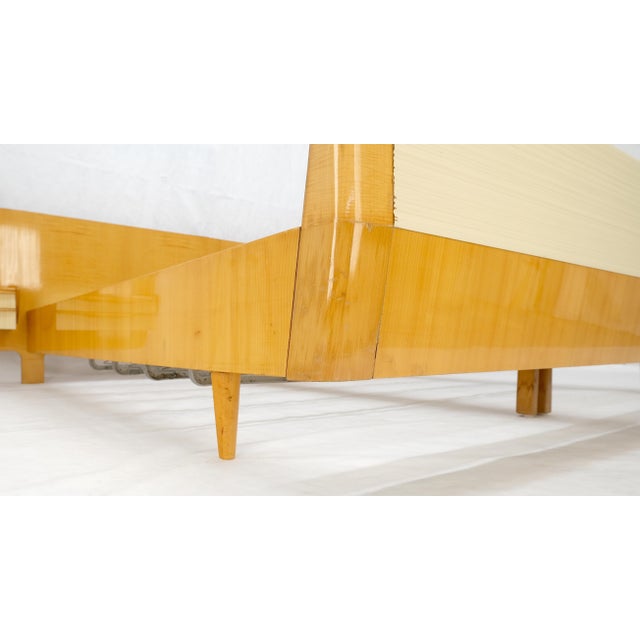 Swedish Mid Century Blond Birch King Headboard Bed Night Stands Box Spring NICE! For Sale - Image 16 of 18