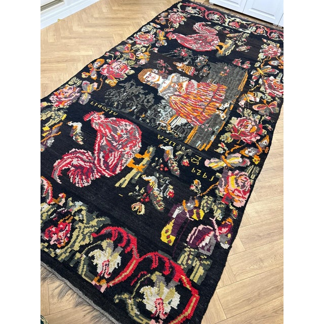 Magnificent and Rare Dated 1929 Balkan Folk Art Figural Textile Panel This extraordinary piece is a profound narrative of...