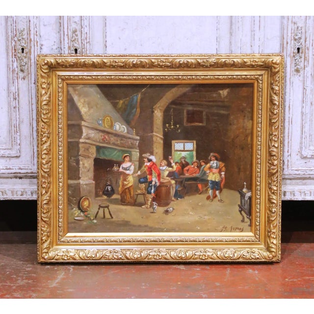 Pair of 19th Century French Tavern Genre Scene Oil Paintings Signed H. Jonas For Sale In Dallas - Image 6 of 16