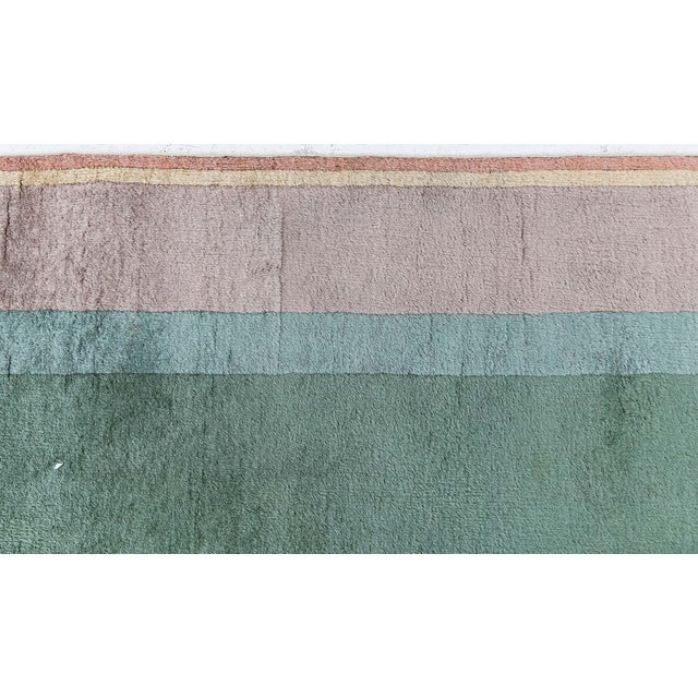 Textile Doris Leslie Blau Vintage Chinese Art Deco Geometric Teal Hand-Knotted Carpet For Sale - Image 7 of 8