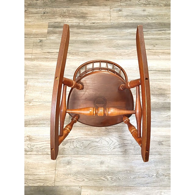 Wood 1980s Frederick Duckloe & Bros Early American Colonial Revival Child's Windsor Rocking Chair and Milking Stool Set For Sale - Image 7 of 10