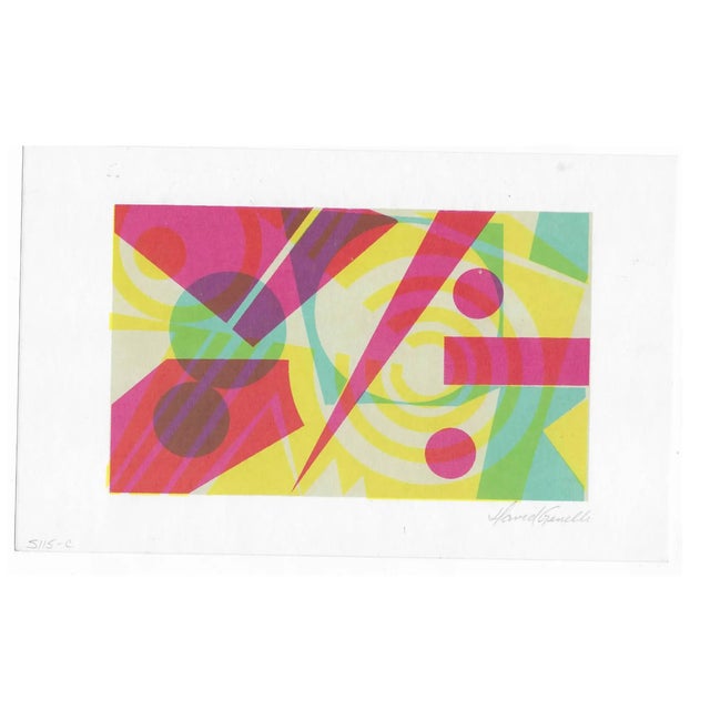 MCM atomic style screen print; pencil signed by David Genelli. Combined shipping available, please inquire.