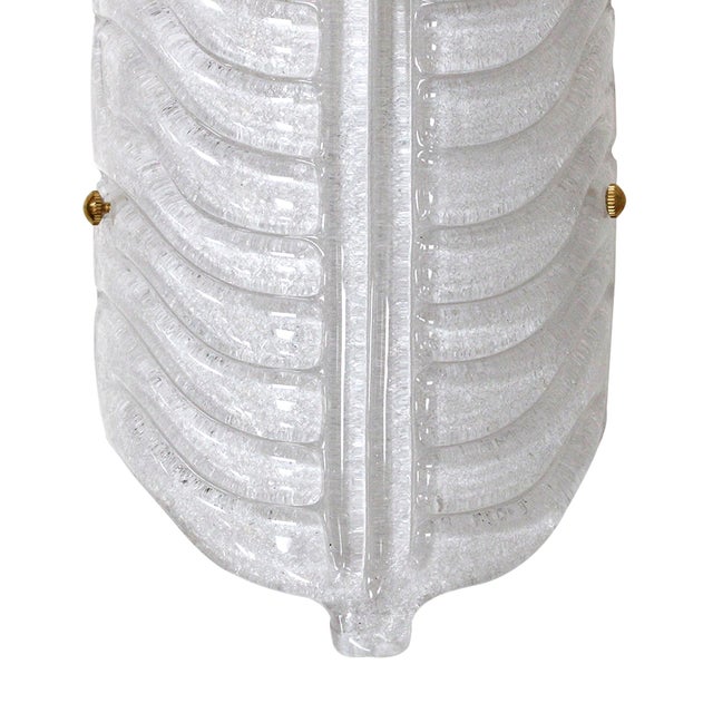 Glass Italian Hand-Blown Murano Glass and Brass Feather Wall Sconces, 1990s, Set of 2 For Sale - Image 7 of 10