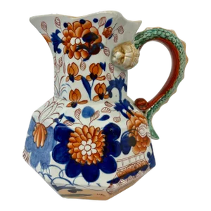 Antique Mason’s Imari Octagonal Hydra Jug in the Basket Japan Pattern From England - Circa 1820