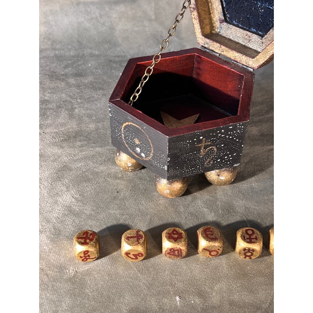 Black Custom-Crafted Set of Occult Divination & Astrological Dice With Planetary Altar Trinket Box For Sale - Image 8 of 10