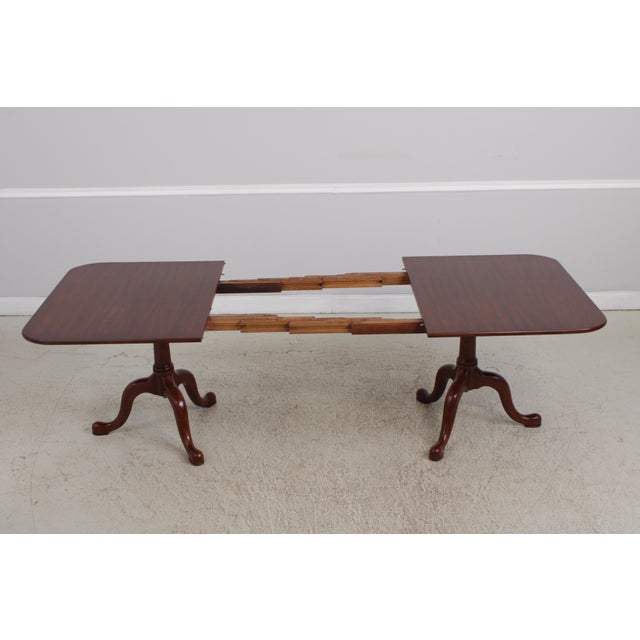 Henkel Harris Cherry Queen Anne Style Double Pedestal Dining Table For Sale - Image 12 of 18
