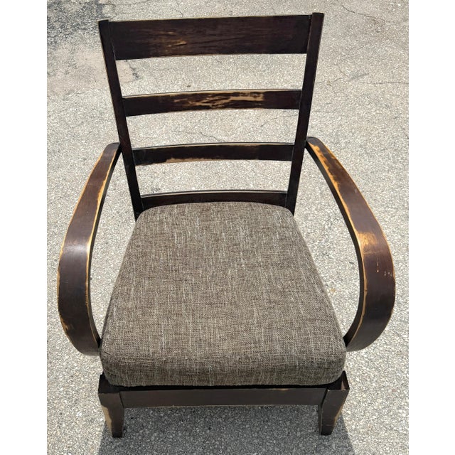 Pair of Distressed Hardwood Lounge Chairs in the Style of Dakota Jackson For Sale - Image 9 of 10