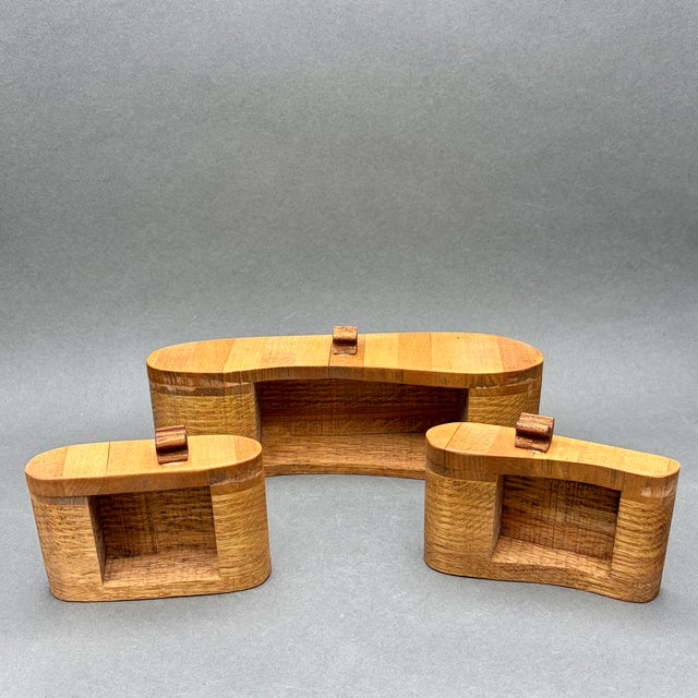 Wood Vintage MCM Sculptural Oak Bandsaw Box With Three Drawers For Sale - Image 7 of 9
