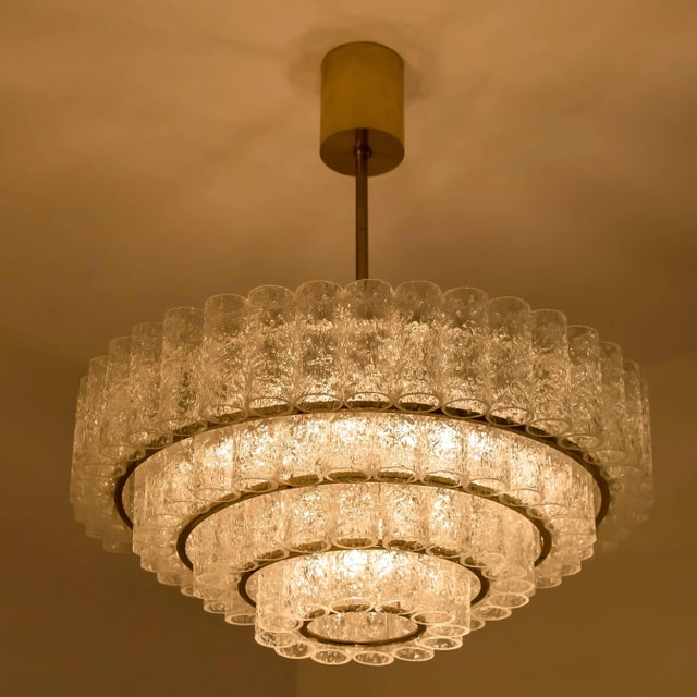 Large Glass Brass Light Fixtures from Doria, Germany, 1969, Set of 3 For Sale - Image 16 of 18