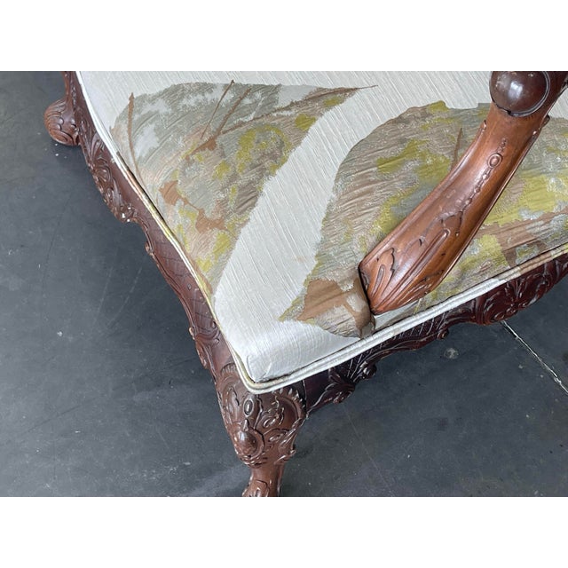 Antique Carved Mahogany Library Chair, Recently Reupholstered For Sale - Image 12 of 12