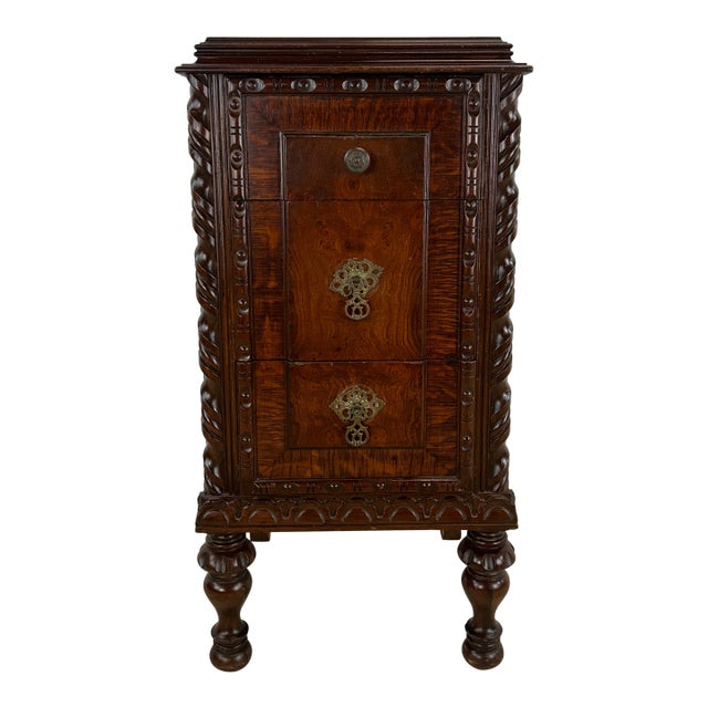 Antique Jacobean Gothic Carved Walnut Chest of Drawers For Sale