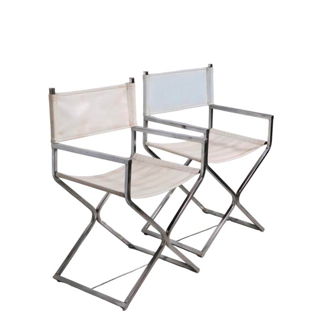 Mid 20th Century Hollywood Regency Chrome and Vinyl Directors Chairs In For Sale - Image 15 of 18