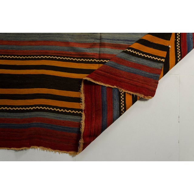 Turkish Vintage Tribal Stripe Kilim Rug For Sale - Image 3 of 10