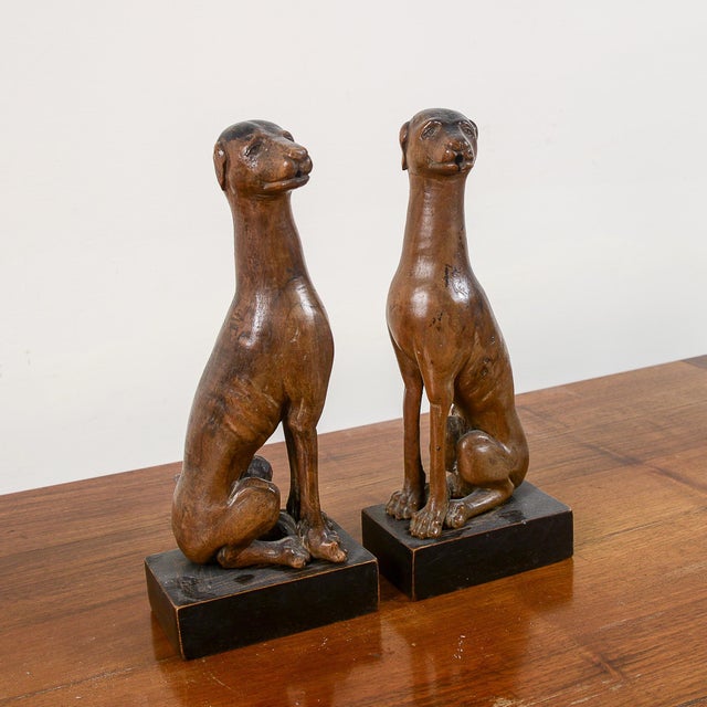 Wood Art Deco Statues of Dogs, Set of 2 For Sale - Image 7 of 9