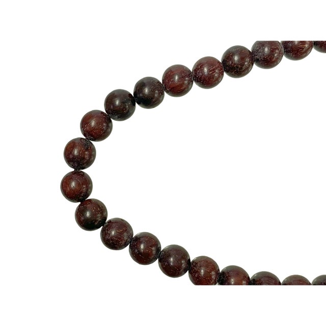 Long Oriental Brown Wood Beads Hand Rosary Praying Chain For Sale - Image 4 of 6