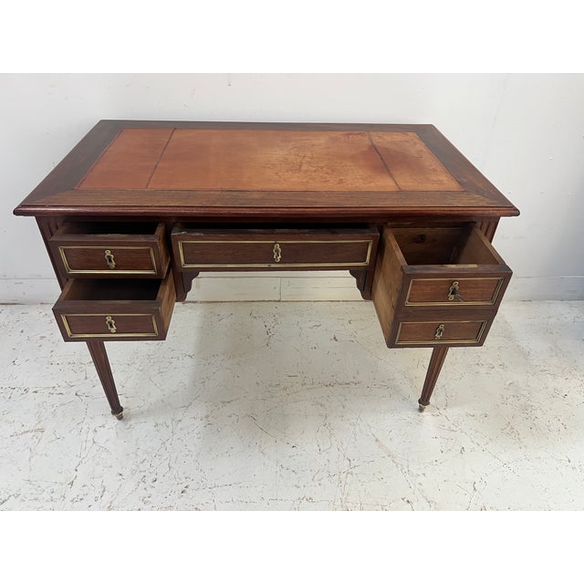 20th Century Louis XVI Mahogany and Mahogany Veneer Desk For Sale - Image 9 of 16