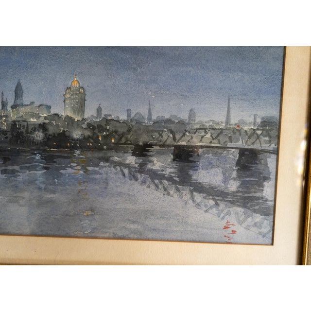 Paper Mid-Century Night Landscape of Fantasy Albany New York Skyline For Sale - Image 7 of 12