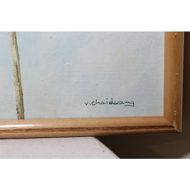 Up for sale is a very nice quality vintage original V. Chaiduang Thai oil painting. It's painted with a stylized...