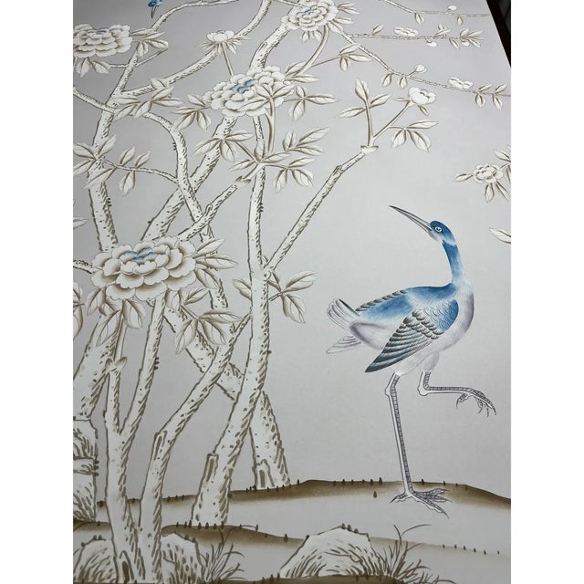 Chinoiserie Chinoiserie Mural Chinoiserie Hand Painted Wallpaper Panels For Sale - Image 3 of 3