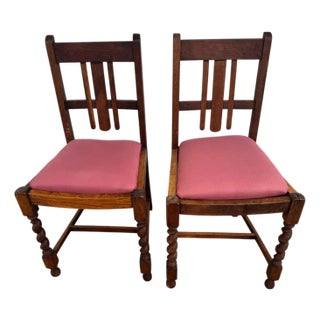 Pair of Antique Chairs W\ Barley Twist Legs For Sale