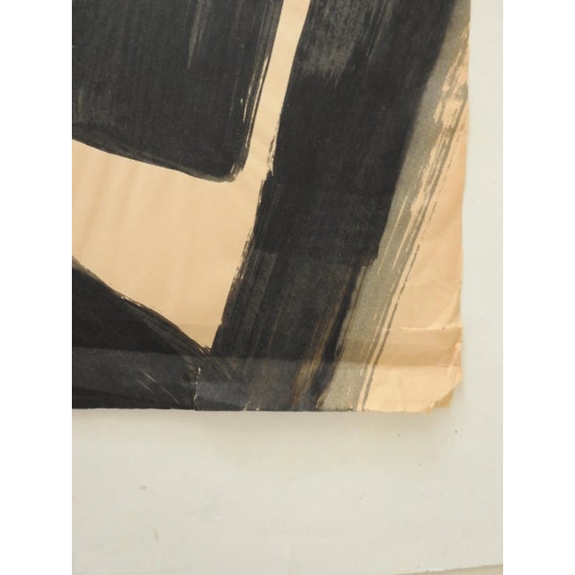 Mid 20th Century Black and Tan Abstract Painting For Sale - Image 4 of 6