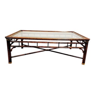 Ralph Lauren Vintage Bamboo Walnut Coffee Table 1970s For Sale