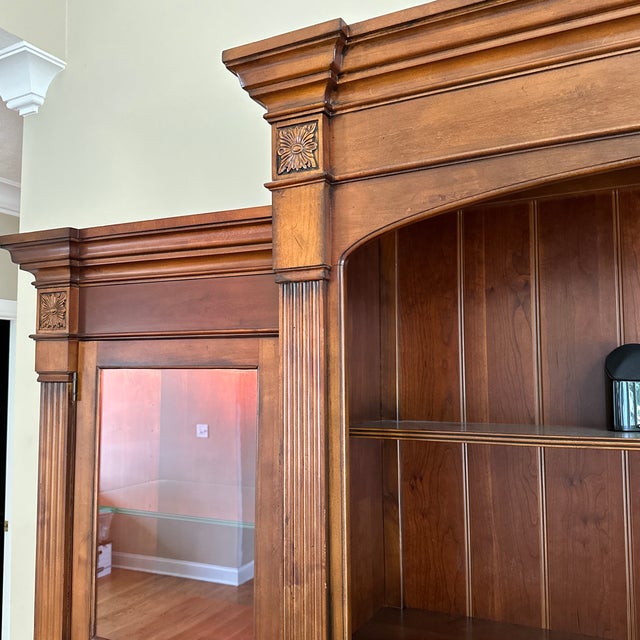 Ethan Allen Tuscan Media Lift Cabinet With Glass Book Shelf Cabinets For Sale - Image 9 of 12