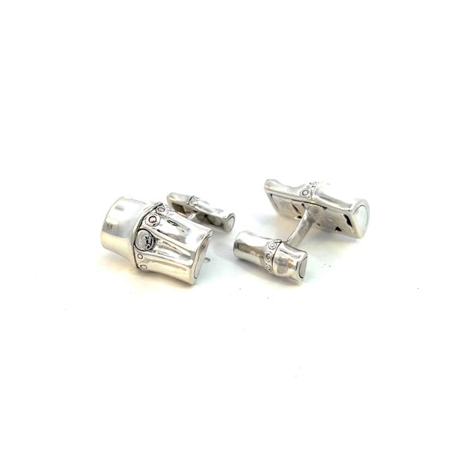 Georg Jensen 1990s Georg Jensen Estate Bambo Cufflinks Sterling Silver, 2 Pieces For Sale - Image 4 of 12