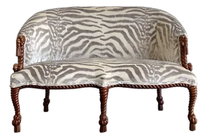 Vintage Carved Rope and Knot Loveseat in Scalamandre Tiger Devore