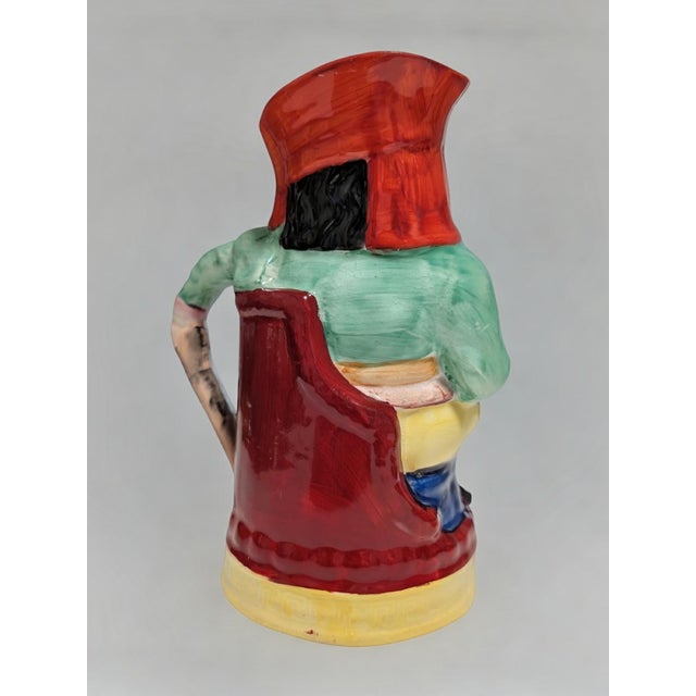 Figurative Antique Hand-Painted Polychrome Ceramic Toby Jug – 9" For Sale - Image 3 of 6