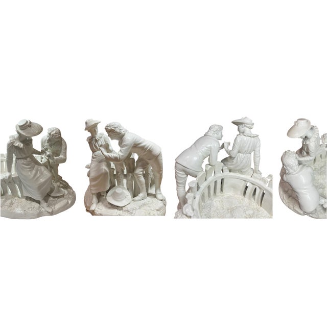 Antique White Porcelain Picket Fence Centerpiece With Courting Couple and Children Royal Worcester 1890 For Sale - Image 18 of 18