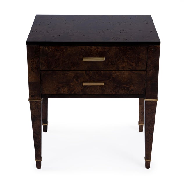 Kai 24 in. W Rectangular Burl Wood 2 Drawer End Table, Dark Burl For Sale In Chicago - Image 6 of 11