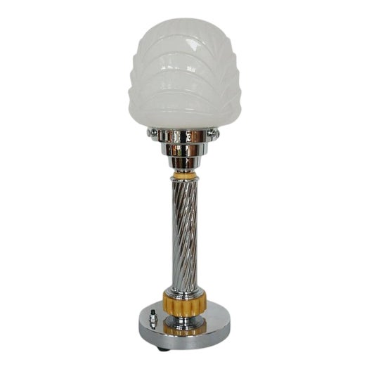 Table Lamp with Chrome Stem For Sale