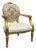 White Velvet Chair Tufted With Gold Leaf Details French Style For Sale