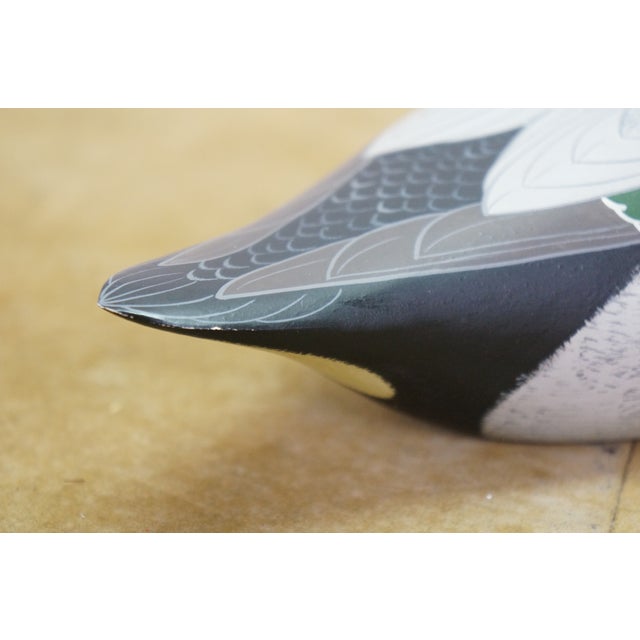 1970s Vintage 1977 the Decoy Shop Hand-Carved White Pine Green-Winged Teal Drake Decoy For Sale - Image 5 of 14