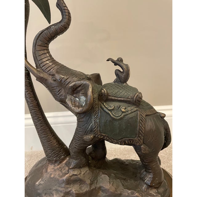Mint Vintage Wildwood/Federick Cooper Hollywood Regency Heavy Bronze Elephant, Palm Tree & Monkey Table Lamp From Their Safari Collection For Sale - Image 11 of 13