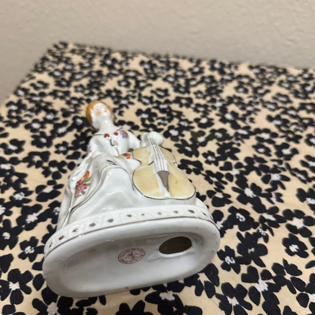 Vintage Japanese Porcelain Victorian Lady Figurine Playing Cello, 'Melody in Motion' Style, 1980s For Sale - Image 9 of 11